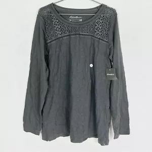 NWT Eddie Bauer Long Sleeve Lace Crochet Insert Top - Picture 1 of 6