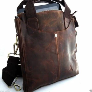 Echtleder Schultertasche Messenger Unisex Vintage Style dunkelbraun Tablet  - Bild 1 von 7