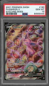 ESPEON V 180/203 PSA 10 ALTERNATE ART HOLO EVOLVING SKIES POKEMON ENGLISH ALT - Picture 1 of 2