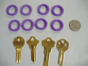 LOT OF EIGHT PURPLE LARGE KEY IDENTIFIER RINGS IDENTIFICATION FOR KEYS - Picture 1 of 1