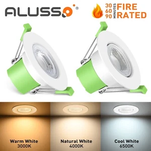 Fire Rated LED Dimmable Downlight Recessed Ceiling Spotlights IP65 White Chrome - Picture 1 of 12