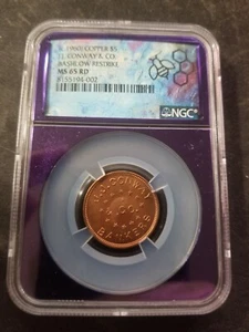 5 Dollars - J. J. Conway 1960 Pikes Peak, Colorado Bashlow Copper / NGC MS66 RD - Picture 1 of 2