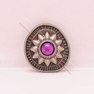 10 x sac ceinture fleur de soleil argent à faire soi-même maroquinerie décoration perles violettes concho 19 mm