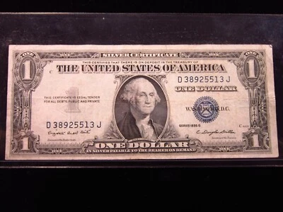 USA $1 1935 G D38925513J # SILVER Certificate BLUE Seal Washington Dollar Money - Image 1 of 3