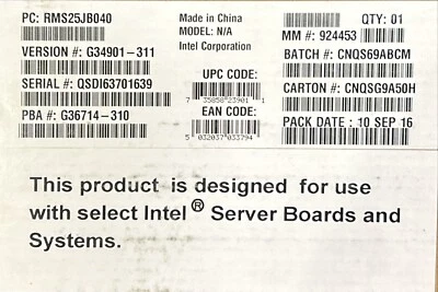 Intel RMS25JB040 Integrated RAID Module 6 Gb/s SAS/SATA PCIe x8 Gen2 NEW - Image 1 of 3