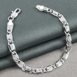 New 925 Silver Plated Sideways Bracelet Chain Engagement Fashion Jewelry Gift - Picture 1 of 6