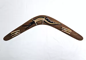 22" Auténtico Bunabiri Australian Boomerang Arte Aborigen Cocodrilo Tiempo de Sueño - Imagen 1 de 8