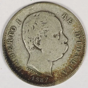 1863-M Italy Silver Lire Umberto I KM#24.2 - Picture 1 of 2
