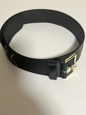 EXPRESS Black Wide Belt Women's Faux Leather Deadstock Gold Buckle Grommet Small - Image 1 of 4