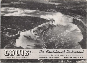 Advertising Card For Louis' Air Conditioned Restaurant Niagara Falls New York - Picture 1 of 2