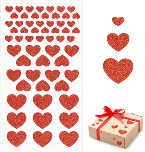290 Stück 3 Größen Herz Aufkleber Glitzer Rot Herzform Stickers Aus PVC Selbstkl - Bild 1 von 12