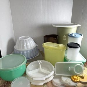 Huge Tupperware Lot Whole And For Parts Relish Trays Canister Lids Over 30 Piece - Picture 1 of 23