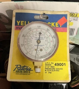 Nuovo Yellow Jacket 49001 R12 R22 R502 2-1/2” Rosso 0-500 PSI Manometro Refrigerazione - Foto 1 di 2