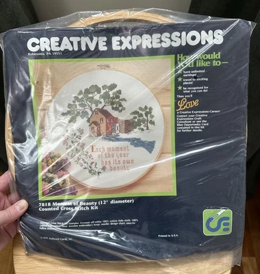 Creative Expressions Cross Stitch Kit 7818 Moment of Beauty 1977 Sealed Vintage  - Image 1 of 4