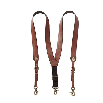 Men's Bullet Concho Gallus Leather Suspenders Brown XL Western Cowboy Strap - Image 1 of 4