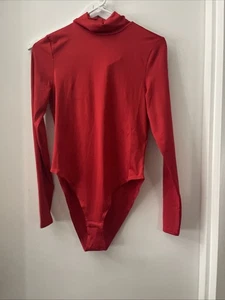 H&M Divided Red Turtleneck Bodysuit Size Medium (New With Tag) - Picture 1 of 3