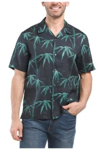 Theory Men's Camp Collar Shirt Black/Cypress Size XL $195 NWT - Picture 1 of 10