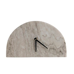 Decorative Half Moon Marble Mantel Clock, Beige and Black - Picture 1 of 3