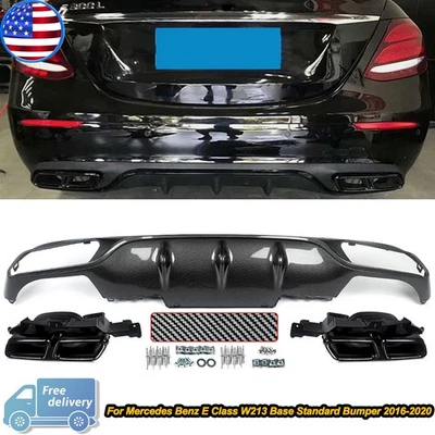 Rear Bumper Diffuser Splitter Carbon Look For Mercedes-Benz W213 E63 Style 16-20 Foto 1 de 4