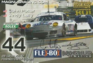 2013 Magnus Racing "1st Version" Porsche 911 GT3 Cup signed Grand Am Hero Card - Picture 1 of 2