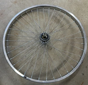 24" x 1.5-2.0" Chrome Rim Rear Wheel BMX Cruiser Wheel 36 Hole Shimano Freewheel - Picture 1 of 10