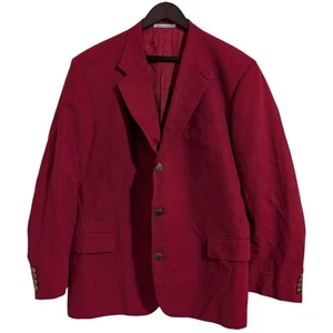 Façnnable Red Linen-Cotton Blazer Gold Buttons Men's- XXL Italy EUC - Picture 1 of 10
