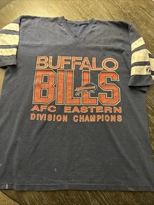 Vintage 90s XL Buffalo Bills Logo 7 AFC Champs Superbowl 1/2 Sleeve T-Shirt USA - Picture 1 of 13