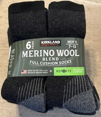 Calcetines Kirkland Marino Mezcla Lana Hombre 6 Pares Cojín Completo NUEVO Foto 1 de 4