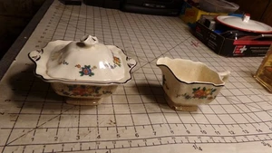 Antiguo azucarero cuadrado de porcelana con tapa astillada y crema astillada - Imagen 1 de 15