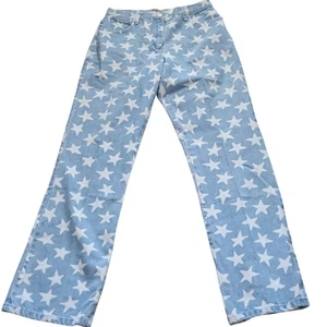 John Baner Vintage 90er High Rise Wide Leg Star Print Jeans Light Wash Damen 12 - Bild 1 von 12
