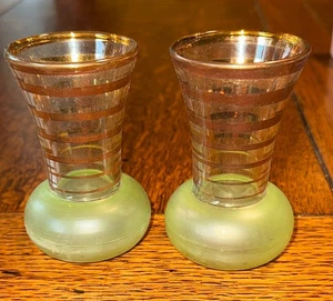 Vintage Retro Blumenvasen grün Milchglas 2er Set unbenutzt - Bild 1 von 5