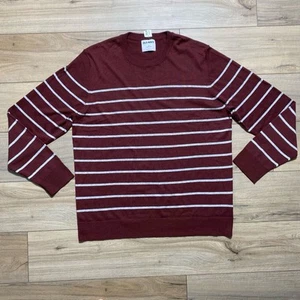 Old Navy Mens Striped Crew Neck Sweater Size XL Maroon And White - Picture 1 of 8