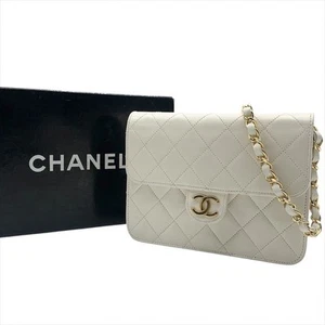 CHANEL Coco Mark Matlasse Lambskin Push Lock Chain Shoulder Bag White Women s d - Picture 1 of 10