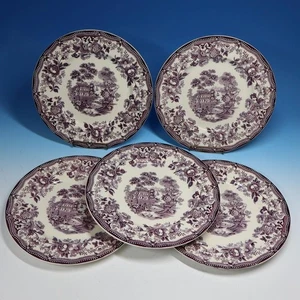 Royal Staffordshire Clarice Cliff Tonquin Plum - 5 Dinner Plates - 10 inches - Picture 1 of 5