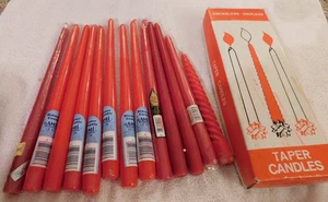 25-1057 Lot of 16 New NIB Vintage AMI 10" & 12" Red Candles Hand Dipped Tapers - Picture 1 of 6