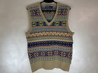 Polo Ralph Lauren V-Neck Sweater Vest Saranac Multi Colored Sz M Vintage Rare - Image 1 of 4