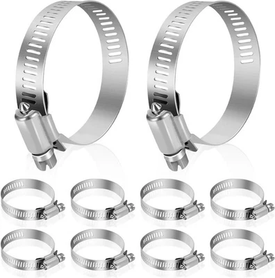 SUIMLMTA Hose Clamp, Stainless Steel Clamps 2 Inch to 3 2" - 3" (10pcs), Silver