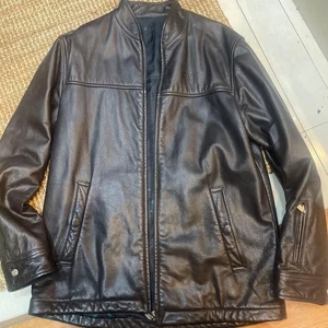 SOPHNET. Leather Jacket L Dark Brown Italia 100% Cowhide Warm Used - Picture 1 of 7