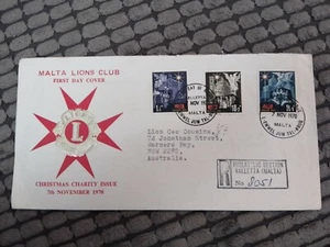 MALTA FIRST DAY COVERS 1970 MALTA LIONS CLUB - Picture 1 of 4