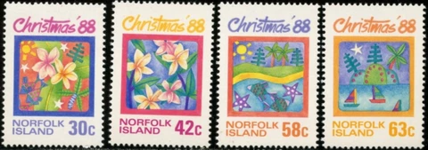 NORFOLK ISLAND Sc#440-443 1988 Christmas Complete Set OG Mint NH Cover