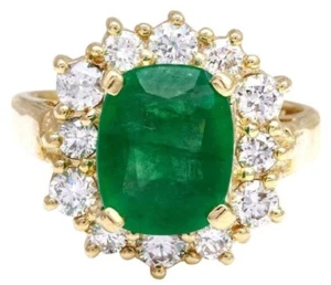 6 50 Ct Certified Natural Emerald Diamond Ring 14K Solid White Gold Ring - Picture 1 of 4