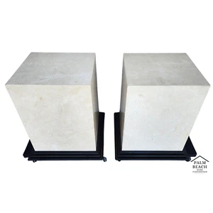 Polished Italian Travertine Marble Dining Table Bases Side Tables Display Stands - Picture 1 of 12