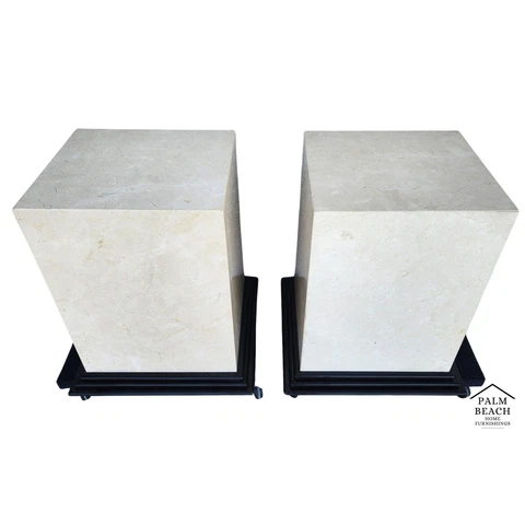 Polished Italian Travertine Marble Dining Table Bases Side Tables Display Stands Cover