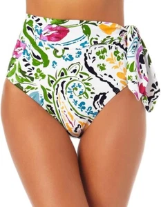 Anne Cole Women Sz M Petal Paisley High-Waist Side Tie Bikini Bottom NEW - Picture 1 of 10