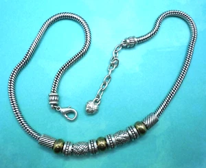 BRIGHTON Travis Beads Two Tone Chunky Necklace Silver/Gold Plate Snake Chain - Picture 1 of 6