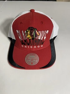 Chicago Blackhawks Herrenmütze hohe Krone Struktur Druckknopflasche Mitchell & Ness rot - Bild 1 von 4