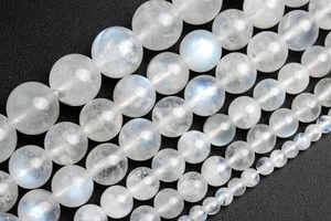 Genuine Natural Translucent Rainbow Moonstone Grade AA Round Bead 3-4/6/8/9-10MM - Picture 1 of 11
