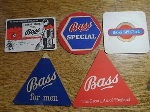 5 VINTAGE BASS CHARRINGTON BITTER - BEER MATS COASTERS 1970's + GOLD BOND - Picture 1 of 2
