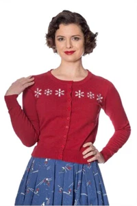 Banned »RETRO SNOWFLAKE« Vintage Schneeflöckchen CARDIGAN Strickjacke Rockabilly - Bild 1 von 3