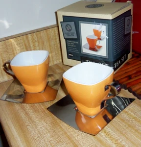 Juego de platillos de taza cuadrada Wild Leaf Tea Co Orange Tempo nuevo en caja - Imagen 1 de 5